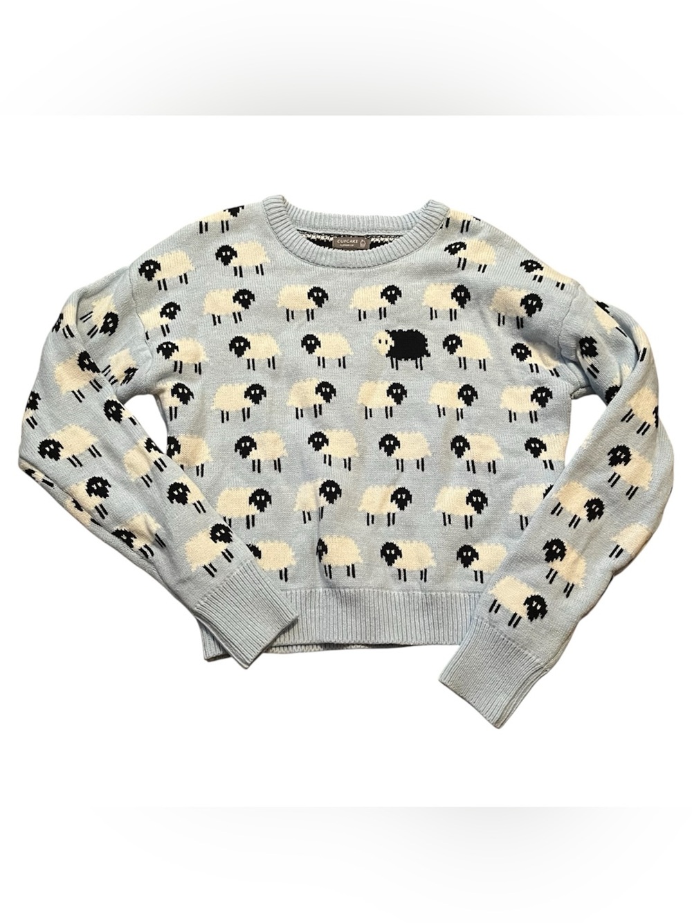 Cupcakes and Cashmere Sheep Farm Lamb Cottagecore Sweater Pullover Blue Size S